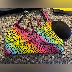 Rainbow Leopard Print Strappy Top